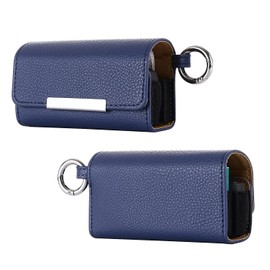Meishanjia IQOS 3 Case, 3 DUO ILUMA Case, Duo PU Laser Cover, Compatible with IQOS Ilma Case, DUO Case, Storage Case, Magnetic Pouch, Carabiner Included, Convenient, Aikosu Irma Case, navy
