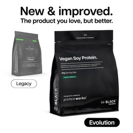 Protein Works | Vegan Soy Protein - Black Innovation, Premium Soy Protein Isolate, Low Fat, No Added Sugar, 27g Protein, 100% Plant-Based Nutrition, Vanilla Crème, 16 Servings, 500g
