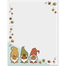 Paperdirect Autumn Gnomes Falling Leaves Colorful Thanksgiving Theme Paper Stationery, Border Paper, Letterhead 8.5 x 11, 25 sheets, Elegant Premium Writing Paper Decorative Printer Paper
