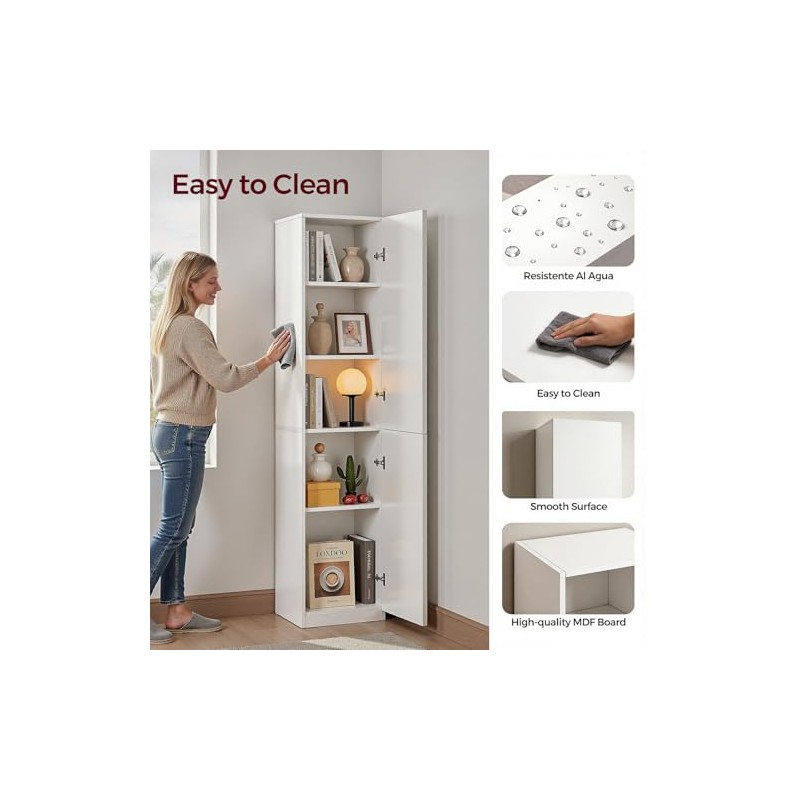 OSLIFE Librero Organizador con Puertas, Alacenas de Madera para Cocina