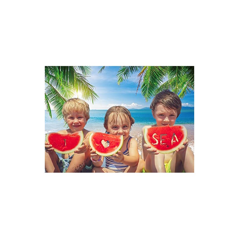 INRUI Tropical Beach Photography Background Summer Palm Trees Backdrop Blue