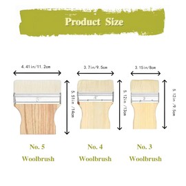 ZBJBinCH Wide Flat Paint Brush with Maple Handle, Flat Paddle Paint Brush Set, Hake Brush Flat, Art Paint Brush Wool Paint Brushes for Oil and Acrylic Paints 3/4/5 Inch (Light yellow)