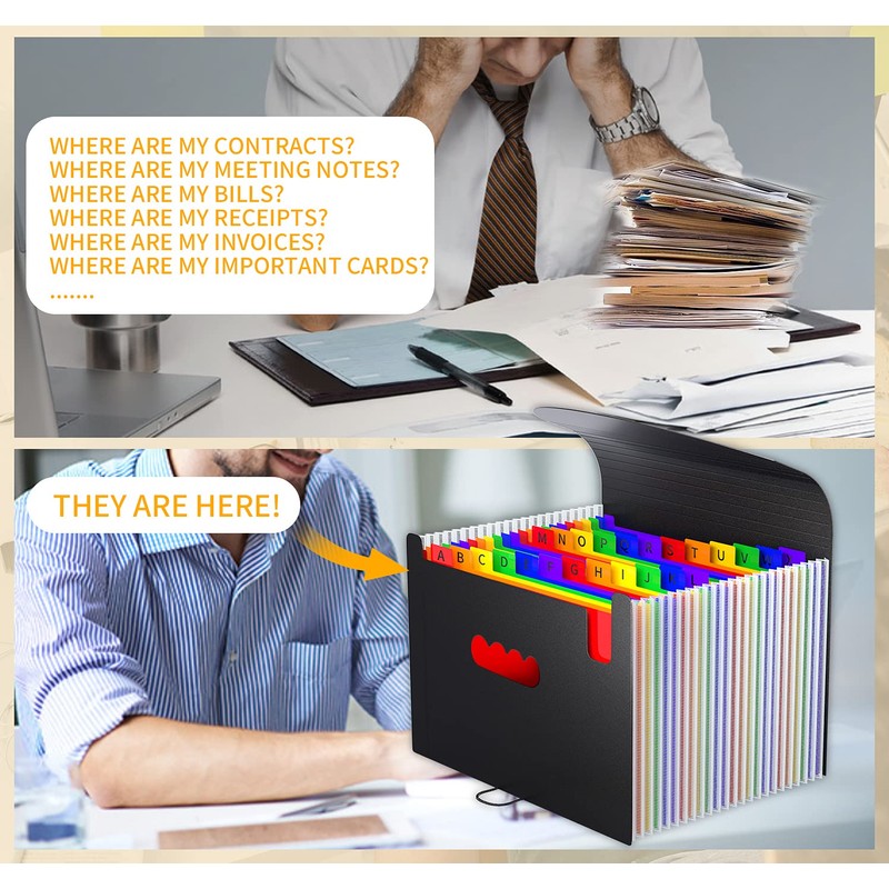Expanding File Organiser Box Files Folder,24 Pockets Document Organiser Filing