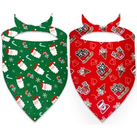 Officentra Christmas Dog Bandanas Holiday Pet Outfit for Dog Boys and Girl,Snowman Xmas Puppy Dogs Scarf Red Green Merry for Small Medium to Large Dogs