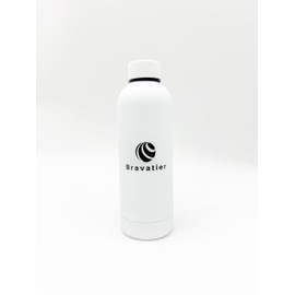Bravatier Stainless Steel Water Bottle, 500ml/17oz, White, Double Wall, Vacuum Insulated for Hot & Cold Drinks, Premium UV Print, Sports, Office, Outdoor, and Travel