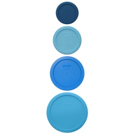 Pyrex 4 Lid Open Waters Bundle for 1-cup, 2-cup, 4-cup and 6/7-cup Glass Bowls Made in the USA