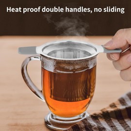 INNAWERK PureBru Loose Tea Infuser with Lid, Extra Fine Mesh 304 Stainless Steel Strainer with Heat Proof Handles, Tea Leaf Filter for Brewing & Steeping Leaves in Teapots, Cups & Mugs (Pack of 1)