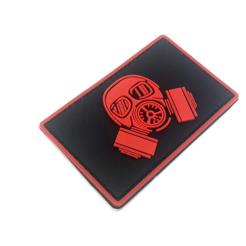 Gasmask Paintball Airsoft PVC Morale Patch (Red)