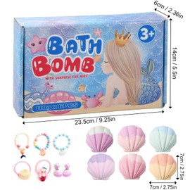 Dewocke 6PCS Bath Bombs for Kids with Surprise Inside, Spa Fizzy Bubble Bath with Mermaid Bracelets Jewelry, Natural Organic Bath Bombs Girls, Bath Fizzers Gift Set for Girls Toddlers Mermaid Gifts