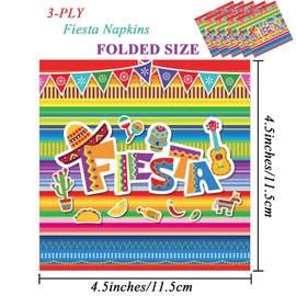 100 Pack Mexican Fiesta Napkins for Cinco De Mayo Party Supplies Mexican Fiesta Themed Disposable Lunch Paper Napkins Colorful Stripes Flags Birthday Taco Weddings Party Table Decorations