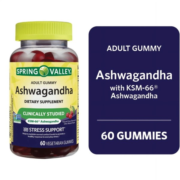 Unbranded Ashwagandha Vegetarian Gummies for Stress Support, Cherry Flavor, 60
