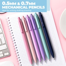 Nicpro 38PCS Aesthetic School Supplies, 12 Cute Mechanical Pencils 0.5 & 0.7 & 0.9 & 2.0 mm with 18 Tubes Lead Refills, Pastel Mechanical Pencil Set for Women Girls Writing Drawing Drafting- Pink Case