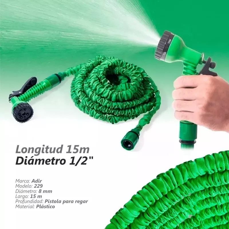 Espinope Manguera Expandible Compacta Retractil Jardín Con Pistola
