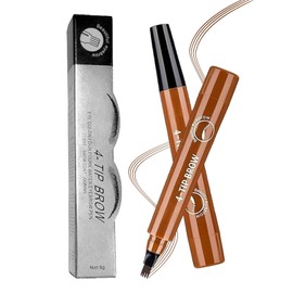 Eyebrow Pen Waterproof with 4 Micro-Fork Tip for Natural Long-Lasting Makeup, Brow Pencil for Precise Shaping, Waterproof Eyebrow Pencil for Fine Stroke (Light brown)