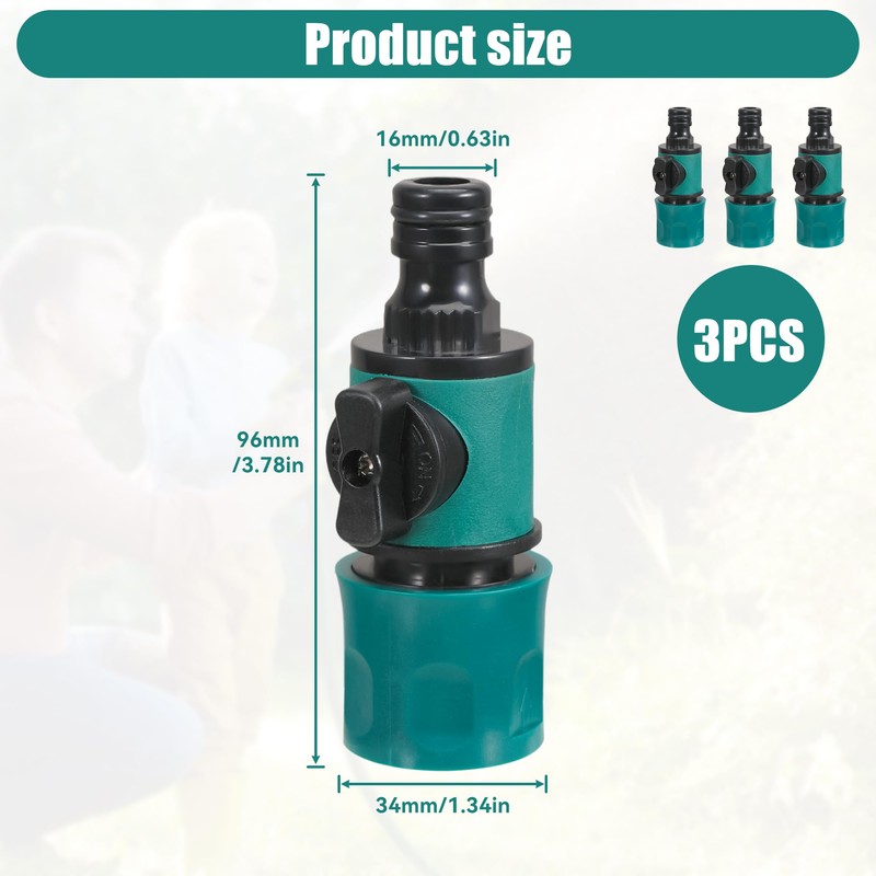 Garden Hose Pipe Connector 3pcs, Hoses Fittings with Individual On/Off