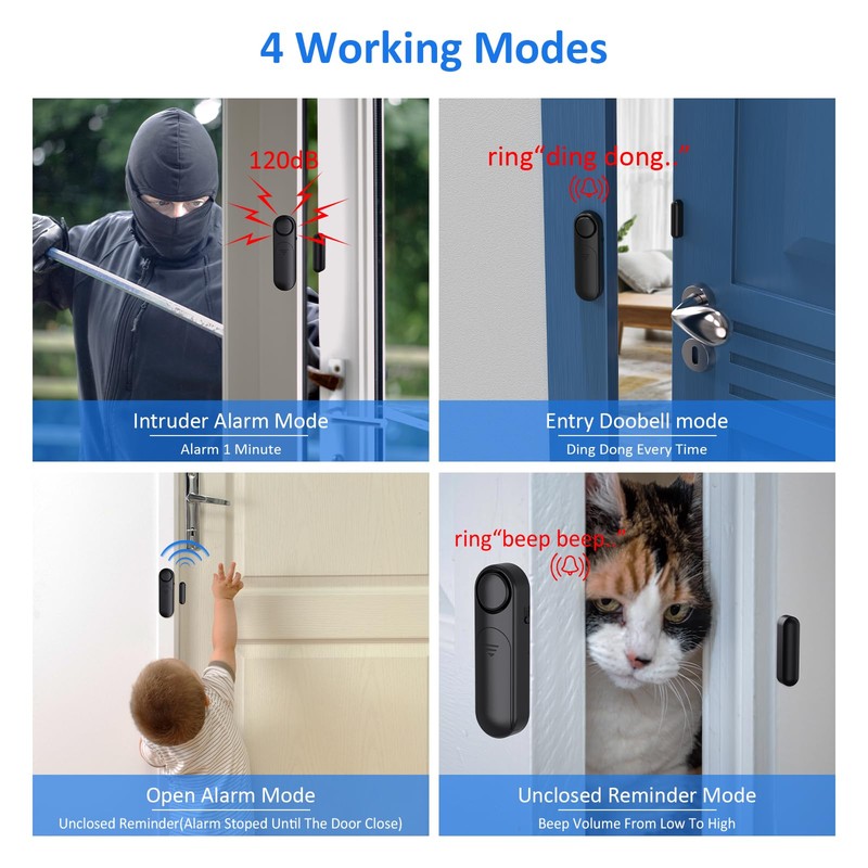 AKOYU Window and Door Alarm When Opened (2 Pack) for
