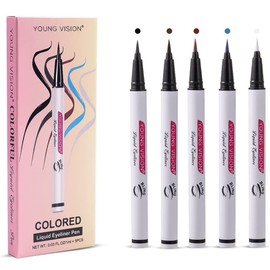 5 Delineadores de Ojos - Delineador líquido Colorido Con Punta De Fieltro Eyeliner Lapiz de Ojos - Delineadores de colores Body Paint Lápiz delineador de Ojos líquido Resistente al Agua de Larga duración