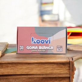 Koovi – Goma para Borrar Blanca, C/30 PZ, borrador blanco suave y preciso, uso escolar o de oficina, modelo B30