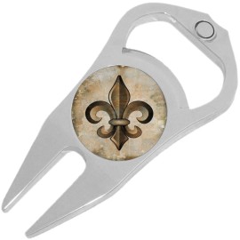 NewCharms Bronze Fleur De Lis Golf Ball Marker Divot Repair Tool Bottle Opener