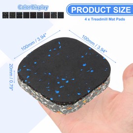 PATIKIL 4 Pcs Treadmill Mat Pads, 4x4x0.8 High Density Foam Anti Vibration Pad Sound Proof Floor Mat Exercise Equipment Mat for Carpet Protect Noise Reduction Home Gym, Blue