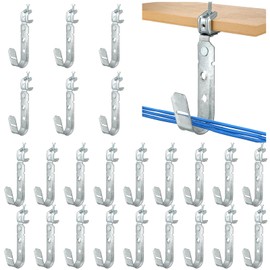 Tandefio 25 Pack Cable Support J Hook with Beam Clamp, Heavy Duty Metal Wire Cable Support J Hook Hangers for Wire Management(3/4 Inch)