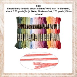 CABODYALS 20 Skeins 160M Variegated Embroidery Floss Cross Stitch Threads 6 Strands Rainbow Color Friendship Bracelet String Thread for Jewelry Making Bracelet Knitting Stitching Diy Craft Supply
