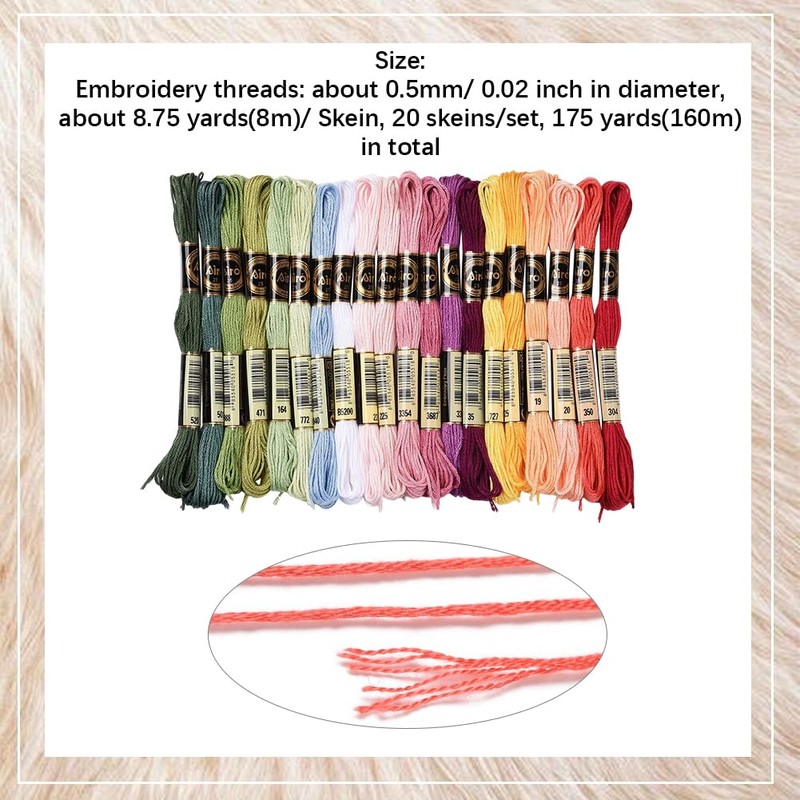 CABODYALS 20 Skeins 160M Variegated Embroidery Floss Cross Stitch Threads