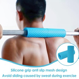 2 Pcs Dumbbell Bar Grips, 4" Non-Slip Rubber Barbell Gripz for Thick Bar Training, Forearm Strength Weightlifting Workout Gym Home Fitness Gear for Grip Trainer Men Women Athletes Lifters (Blue)