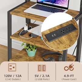 AFLUI Rolling TV Stand with Wheels and Mount & Fabric Drawer for 32-85" TV - Entertainment Center with Power Outlet and Small TV Stand for Bedroom, Living Room - 18" Rustic Brown