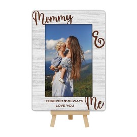 OXRUN Mommy & Me Picture Frame, Mother's Day Gifts Wooden Photo Frame with Easel, Display Photo Insert, 4x6 Picture Frame for Tabletop Display - A16