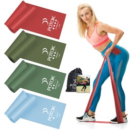 Set of 4 Fitness Bands with 4 Resistance Levels, 1.5 m Resistance Bands, Gymnastics Band with Carry Bag, Ideal for Yoga, Pilates, Strength Training, Physiotherapy