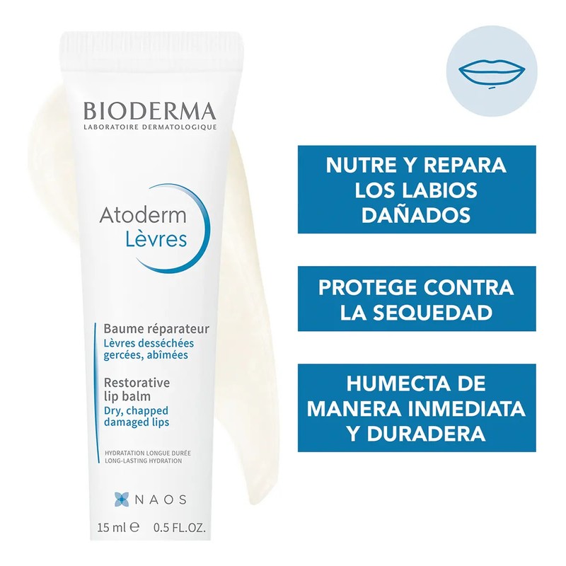 Balsamo Labios Bioderma Atoderm 15ml Protector Partidos Seco
