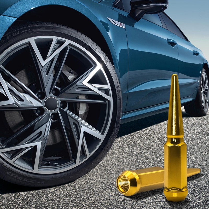 LUJIANI M14X1.5 Gold Wheel Spike Lug Nuts, 32 PCS Lug