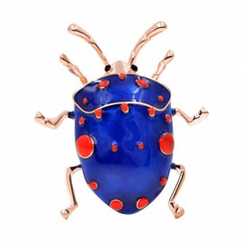 Jana Winkle Broche de escarabajo esmaltado para mujer, bonito broche para insectos, color azul, joyería de regalo, Diamante de imitación, estrás