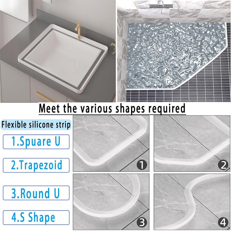 39Inch Shower Threshold Water Dam, Self Adhesive Waterproof Barrier (Clear)