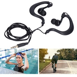 Swimming Headphones 3.5Mm Plug Waterproof Conduction Headphones With Replace Earplugs For Swimming Running Surfingblack (black)