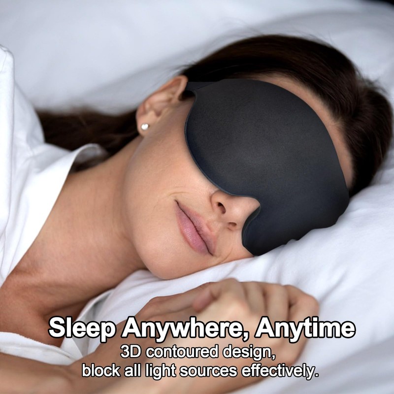 Ainkou 2pcs Black 3D Sleep Eye Masks, No Eye Pressure