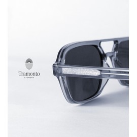 Tramonto Double Bridge Polarized Sunglasses, Grey, transparent