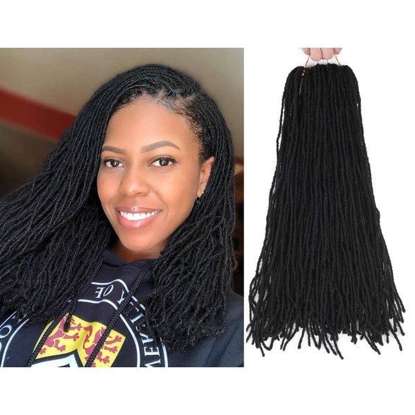RAYIIS Fuax Locs Crochet Hair Super Lightweight Micro Locs 4Packs Goddess Locs Crochet Hair Synthetic Braiding Hair Extensions (18 inches, 1B)