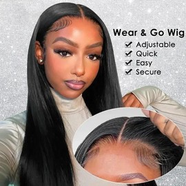 Eymn Hair Wear Full Frontal Gluless Wig Straight Pre Cut Lace Natural Hair Line - length: 22inch