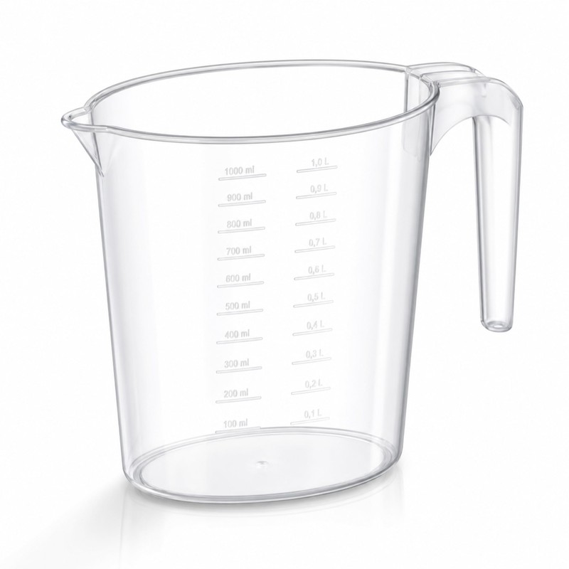 PARENCE Caraffa Graduata 1L Ergonomica – Dosatore Trasparente con Beccuccio