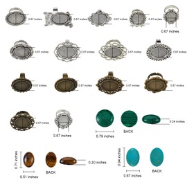 WEWAYSMILE 15 pcs DIY Cabochon Ring Setting, Glass Cabochon Ring Setting, Adjustable Finger Ring Making Kit, for DIY Ring Making Jewelry Making Supplies, Inside Diameter: 0.67 inches