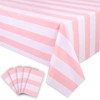 Kesfey 5 Packs Pink and White Vertical Striped Tablecloth 54