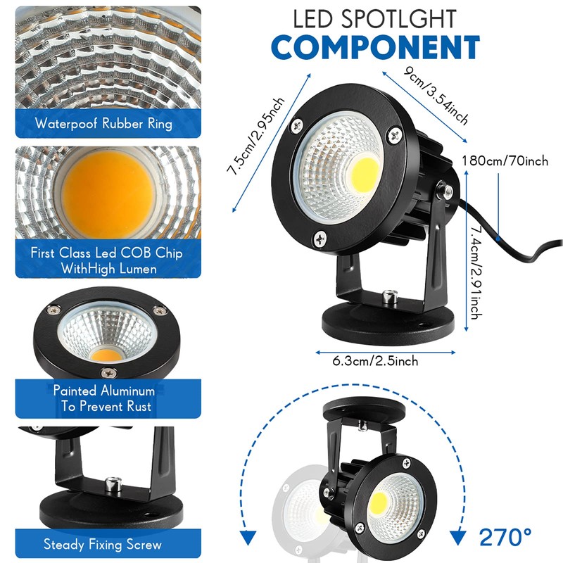 LCARED Led Spotlights Outdoor, Warm White 12W Spot Lights Indoor,120V