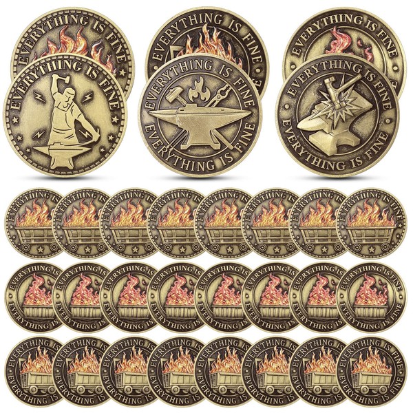 Landical 24 Pcs Dumpster Fire Challenge Coin Dumpster Fire Desk