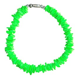 BlueRica Puka Chip Shell Anklet (Solid Color) 10" (Neon Green)