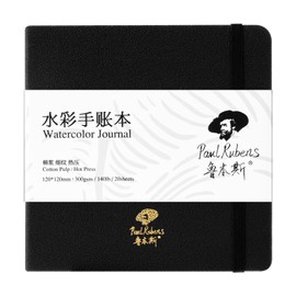 Paul Rubens Square Watercolor Journal, 100% Cotton Acid-Free Hot Press Watercolor Sketchbook 4.72 * 4.72 Inches, 140lb/300gsm,20 Sheets for Watercolors, Gouache, Acrylics