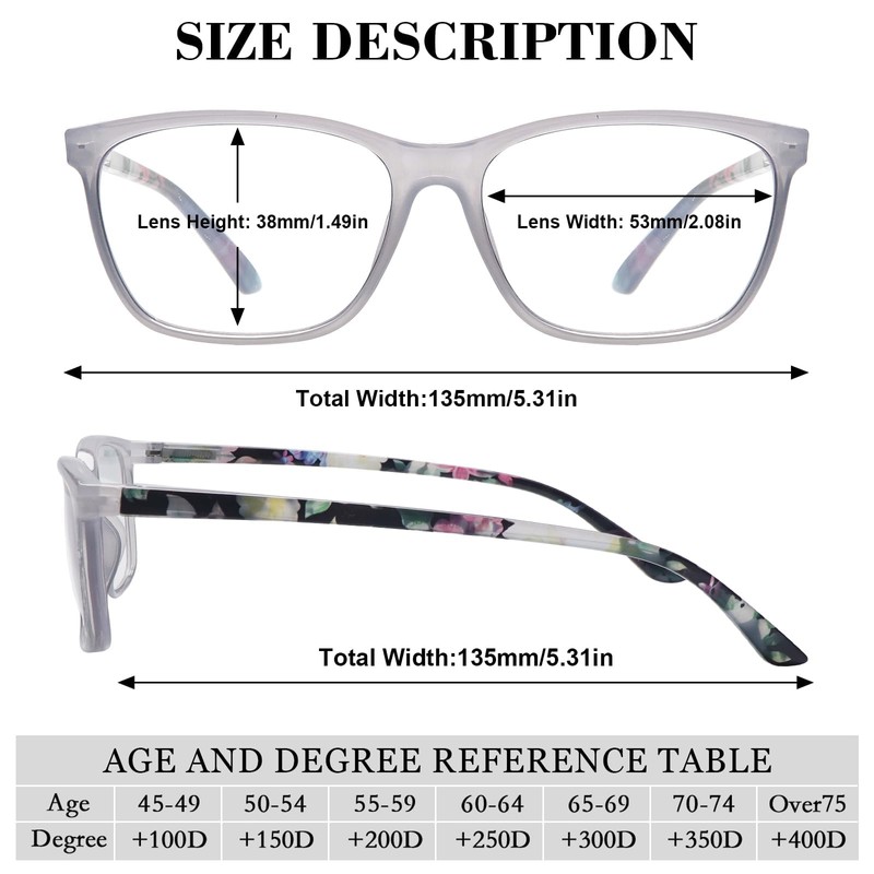 CLASAGA 4 Pack Progressive Multifocus Reading Glasses for Women Men