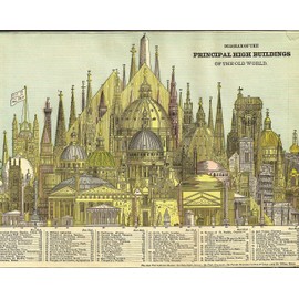 Tallest Buildings of The Old World - Stretched on a Heavy Wood Frame - Ready to Hang - Makes a Great Home Decor and Gift to Architects (Canvas, 18" x 24")