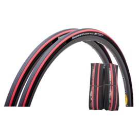 Panaracer F725-CLSP-R-2P Closer Plus Clincher Bicycle Tire, 700 x 25C, for Hybrid/Road Bikes, Road Races, Commuting, Touring, Simple Packaging, Black/Red Stripe, Pack of 2